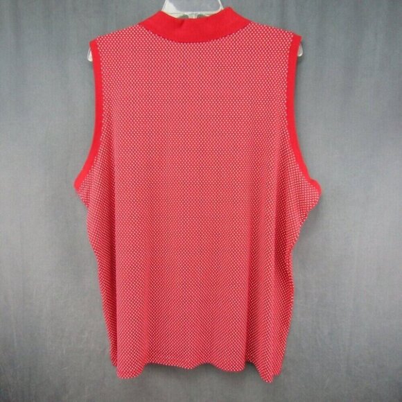 Tommy Hilfiger Red White Polka Dot Sleeveless Polo Shirt Top 1/4 Zip Size L - Picture 6 of 9
